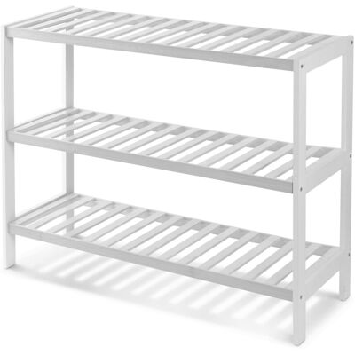 KEPLIN - 3 Tier Shoe Rack - White - Bamboo - Shoe Rack KEPLIN - 3 Tier Shoe Rack - White - Bamboo - Shoe Rack