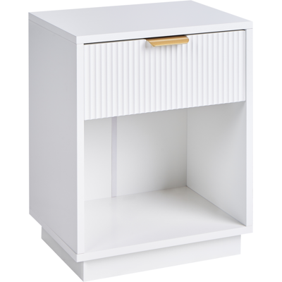 Beliani Summerville Nightstand - Modern White MDF Bedside Table Beliani Summerville Nightstand - Modern White MDF Bedside Table