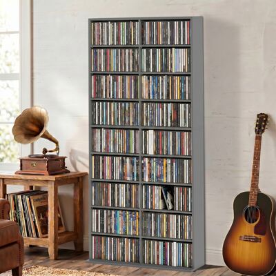 HOMCOM 640 CD Storage Unit 360 DVD Storage Tower w/ 18 Compartments Grey HOMCOM 640 CD Storage Unit 360 DVD Storage Tower w/ 18 Compartments Grey