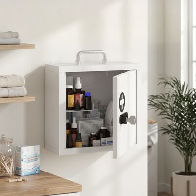 HOMCOM Medicine Cabinet, Medical Cabinet w/ Combination and Key Lock, White HOMCOM Medicine Cabinet, Medical Cabinet w/ Combination and Key Lock, White
