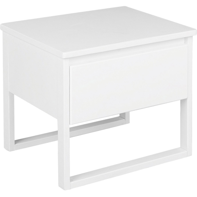 Beliani Bedside Table White Pine Wood 43 x 50 cm with One Drawer - Bedside Table Beliani Bedside Table White Pine Wood 43 x 50 cm with One Drawer - Bedside Table