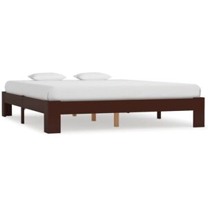 vidaXL Solid Pine Wood Bed Frame Dark Brown 160x200cm Double Bed Furniture vidaXL Solid Pine Wood Bed Frame Dark Brown 160x200cm Double Bed Furniture