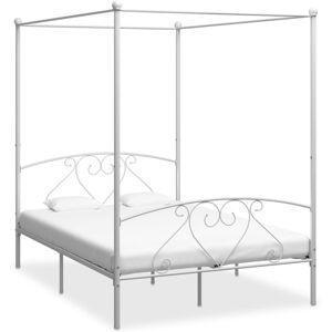 vidaXL White Metal Canopy Bed Frame - Bed Frame vidaXL White Metal Canopy Bed Frame - Bed Frame