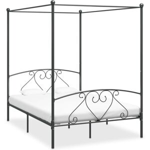 vidaXL Canopy Bed Frame Grey Metal 140x200cm Double Base Bedroom Furniture vidaXL Canopy Bed Frame Grey Metal 140x200cm Double Base Bedroom Furniture
