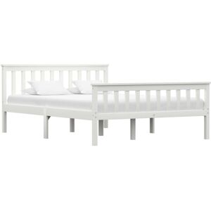 vidaXL Solid Pine Wood Bed Frame White 140x200cm Double Wooden Bed Furniture vidaXL Solid Pine Wood Bed Frame White 140x200cm Double Wooden Bed Furniture