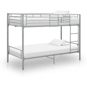 vidaXL Bunk Bed Grey Metal 90x200cm Bedroom Loft Bed Twin Sleeper for Kids vidaXL Bunk Bed Grey Metal 90x200cm Bedroom Loft Bed Twin Sleeper for Kids
