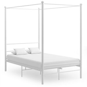vidaXL Canopy Bed Frame White Metal 208x126x201 cm for 120x200 cm Mattress (3250 vidaXL Canopy Bed Frame White Metal 208x126x201 cm for 120x200 cm Mattress (3250