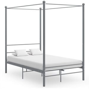 vidaXL Canopy Bed Frame Grey Metal 120x200 cm Bedroom Furniture Bed Base Set vidaXL Canopy Bed Frame Grey Metal 120x200 cm Bedroom Furniture Bed Base Set