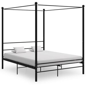 vidaXL Canopy Bed Frame Black Metal 160x200 cm Bedroom Furniture Bed Base vidaXL Canopy Bed Frame Black Metal 160x200 cm Bedroom Furniture Bed Base