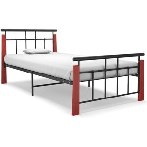 vidaXL Solid Oak Wood Bed Frame Metal 90x200 cm Bedroom Furniture Bedstead vidaXL Solid Oak Wood Bed Frame Metal 90x200 cm Bedroom Furniture Bedstead