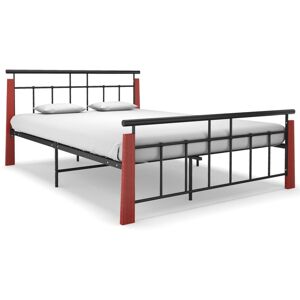 vidaXL Solid Oak Wood Bed Frame Metal 140x200 cm Bedroom Furniture Bedstead vidaXL Solid Oak Wood Bed Frame Metal 140x200 cm Bedroom Furniture Bedstead