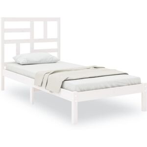 vidaXL White Wooden Bed Frame - 75x190 cm - Bed Base & Headboard vidaXL White Wooden Bed Frame - 75x190 cm - Bed Base & Headboard