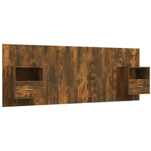 vidaXL Bed Headboard with Cabinets Smoked Oak Engineered Wood Wall Nightstand vidaXL Bed Headboard with Cabinets Smoked Oak Engineered Wood Wall Nightstand