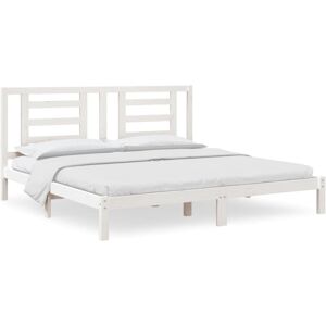 vidaXL Solid Wood Pine Bed Frame White 200x200 cm Wooden Bedstead Bed Base vidaXL Solid Wood Pine Bed Frame White 200x200 cm Wooden Bedstead Bed Base