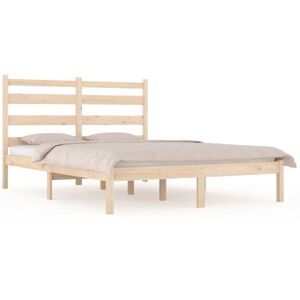 vidaXL Pine Bed Frame - 140x190cm - Solid Wood Bed Base vidaXL Pine Bed Frame - 140x190cm - Solid Wood Bed Base