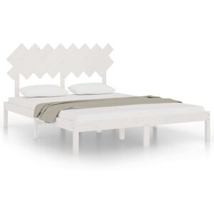 vidaXL Solid Wood Bed Frame - 160x200 cm - White - Bed vidaXL Solid Wood Bed Frame - 160x200 cm - White - Bed