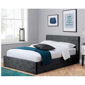 Birlea Double Beda Fabric Ottoman - Black Crushed Velvet with Gas-Lift Storage, Sprung Birlea Double Beda Fabric Ottoman - Black Crushed Velvet with Gas-Lift Storage, Sprung