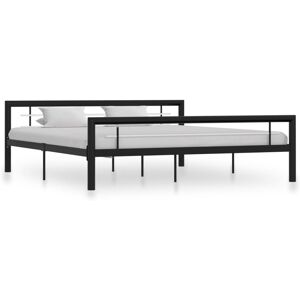 vidaXL Bed Frame Bed Base Bedstead Black and White Metal 180x200 cm Super King vidaXL Bed Frame Bed Base Bedstead Black and White Metal 180x200 cm Super King