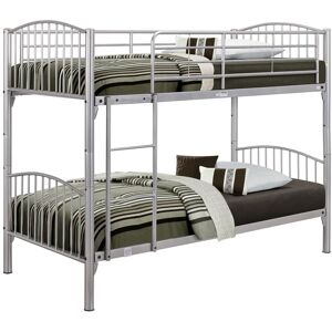 Birlea Corfu Metal Bunkbed Single 90cm 3FT Bunk Bed with Beech Post Caps in Silver Birlea Corfu Metal Bunkbed Single 90cm 3FT Bunk Bed with Beech Post Caps in Silver