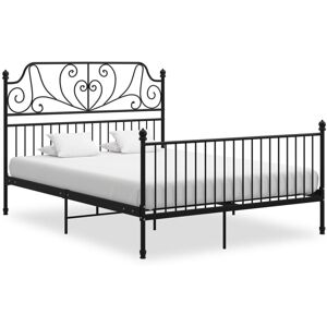 vidaXL Bed Frame Black Metal Home 140x200 cm Bedroom Furniture Unit Bedstead vidaXL Bed Frame Black Metal Home 140x200 cm Bedroom Furniture Unit Bedstead
