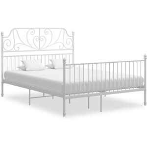 vidaXL Bed Frame White Metal 140x200 cm Bedroom Furniture Unit Bedstead vidaXL Bed Frame White Metal 140x200 cm Bedroom Furniture Unit Bedstead