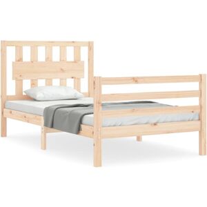 vidaXL Bed Frame - 75x190 cm Solid Wood Support with Headboard vidaXL Bed Frame - 75x190 cm Solid Wood Support with Headboard