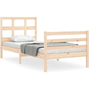 vidaXL Bed Frame with Headboard - Single, Brown, 90x190cm vidaXL Bed Frame with Headboard - Single, Brown, 90x190cm