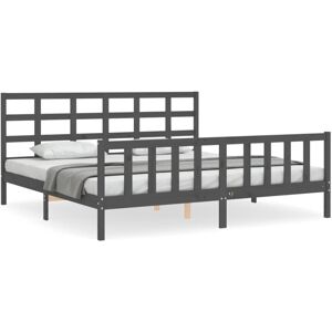 (grey, 200 x 200 cm) vidaXL Bed Frame Bed Base Wooden Bed with Headboard Black K (grey, 200 x 200 cm) vidaXL Bed Frame Bed Base Wooden Bed with Headboard Black K