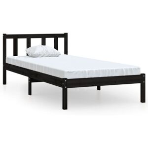 vidaXL Bed Frame Platform Bed Black Solid Wood Pine 75x190 cm Small Single vidaXL Bed Frame Platform Bed Black Solid Wood Pine 75x190 cm Small Single