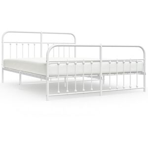 (white, 180 x 200 cm/with headboard & footboard) vidaXL Metal Bed Frame Bedroom (white, 180 x 200 cm/with headboard & footboard) vidaXL Metal Bed Frame Bedroom