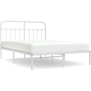 vidaXL Metal Bed Frame White 135x190 cm - Bed Type vidaXL Metal Bed Frame White 135x190 cm - Bed Type