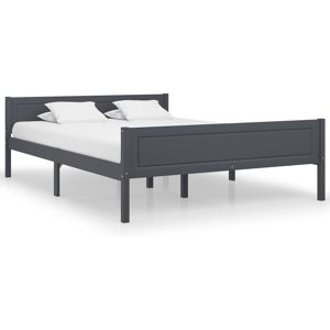 vidaXL Solid Pinewood Bed Frame 120x200 cm Grey Wooden Double Base Bedstead vidaXL Solid Pinewood Bed Frame 120x200 cm Grey Wooden Double Base Bedstead