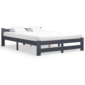 vidaXL Solid Pine Wood Bed Frame Dark Grey Bedroom Double Size Bedstead Home vidaXL Solid Pine Wood Bed Frame Dark Grey Bedroom Double Size Bedstead Home