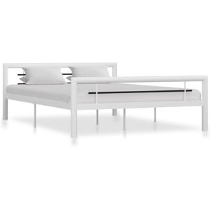 vidaXL Bed Frame White and Black Metal 160x200cm Bed Base Bedroom Furniture vidaXL Bed Frame White and Black Metal 160x200cm Bed Base Bedroom Furniture