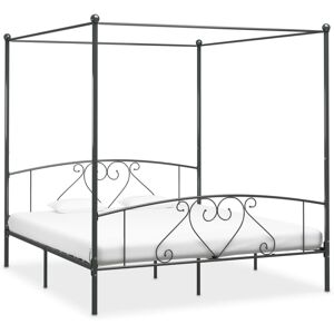 vidaXL 284445 Grey Metal Canopy Bed Frame - Bed Frame vidaXL 284445 Grey Metal Canopy Bed Frame - Bed Frame