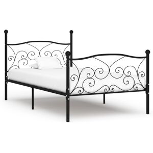 vidaXL Bed Frame with Slatted Base Black Metal 90x200cm Bedroom Furniture vidaXL Bed Frame with Slatted Base Black Metal 90x200cm Bedroom Furniture