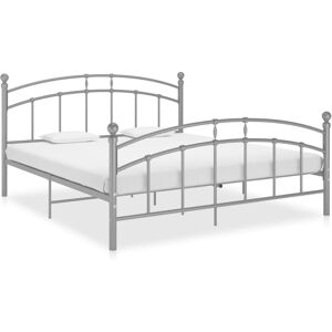vidaXL Bed Frame Grey Metal 140x200 cm - Bed Frame vidaXL Bed Frame Grey Metal 140x200 cm - Bed Frame