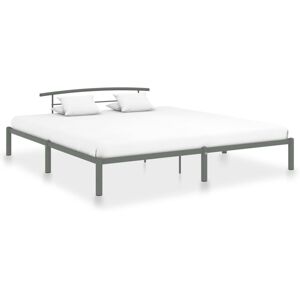 vidaXL Bed Frame Grey Metal 200x200cm Bedroom Furniture Classic Accessory vidaXL Bed Frame Grey Metal 200x200cm Bedroom Furniture Classic Accessory