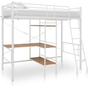 vidaXL Bunk Bed with Table Frame White Metal 90x200cm Loft Beds Twin Sleeper vidaXL Bunk Bed with Table Frame White Metal 90x200cm Loft Beds Twin Sleeper