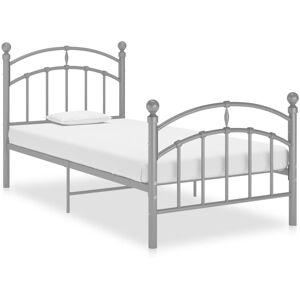 vidaXL Bed Frame Grey Metal 90x200 cm Bedroom Adults Kids Bed Base Bedstead vidaXL Bed Frame Grey Metal 90x200 cm Bedroom Adults Kids Bed Base Bedstead