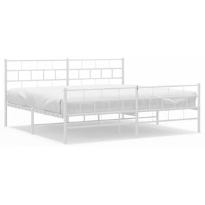 vidaXL Metal Bed Frame with Headboard - 180x200 cm - Bed Base - White vidaXL Metal Bed Frame with Headboard - 180x200 cm - Bed Base - White