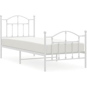 vidaXL Bed Frame - 90x190cm White with Headboard & Footboard vidaXL Bed Frame - 90x190cm White with Headboard & Footboard