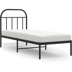 (black, 75 x 190/with headboard) vidaXL Metal Bed Frame Bedroom Bed Base Bedstea (black, 75 x 190/with headboard) vidaXL Metal Bed Frame Bedroom Bed Base Bedstea