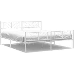 (white, 183 x 213 cm/with headboard & footboard) vidaXL Metal Bed Frame Bedroom (white, 183 x 213 cm/with headboard & footboard) vidaXL Metal Bed Frame Bedroom