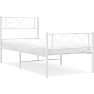 vidaXL Metal Bed Frame White 107x203 cm - Bed Frame vidaXL Metal Bed Frame White 107x203 cm - Bed Frame