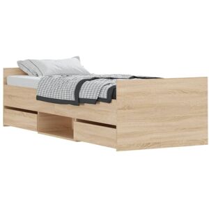 (sonoma oak, 75 x 190 cm) vidaXL Bed Frame with Headboard and Footboard Mattress (sonoma oak, 75 x 190 cm) vidaXL Bed Frame with Headboard and Footboard Mattress