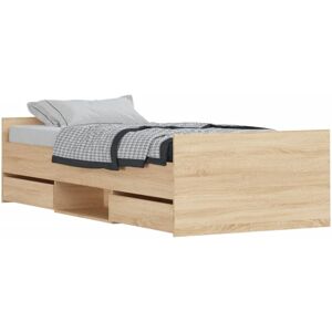 (sonoma oak, 100 x 200 cm) vidaXL Bed Frame with Headboard and Footboard Mattres (sonoma oak, 100 x 200 cm) vidaXL Bed Frame with Headboard and Footboard Mattres