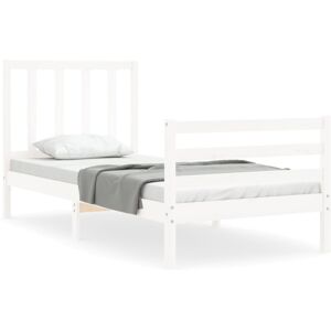 vidaXL Bed Frame Platform Bed with Headboard White Small Single Solid Wood vidaXL Bed Frame Platform Bed with Headboard White Small Single Solid Wood