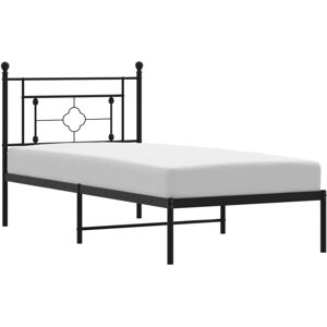 (black, 90 x 190 cm/with headboard) vidaXL Metal Bed Frame Home Bedroom Bed Base (black, 90 x 190 cm/with headboard) vidaXL Metal Bed Frame Home Bedroom Bed Base