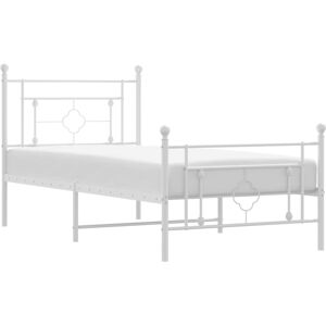 (white, 100 x 190 cm/with headboard & footboard) vidaXL Metal Bed Frame Home Bed (white, 100 x 190 cm/with headboard & footboard) vidaXL Metal Bed Frame Home Bed